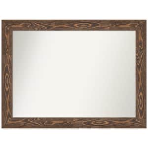 Bridge Brown 44 in. x 33 in. Non-Beveled Farmhouse Rectangle Wood Framed Wall Mirror in Brown