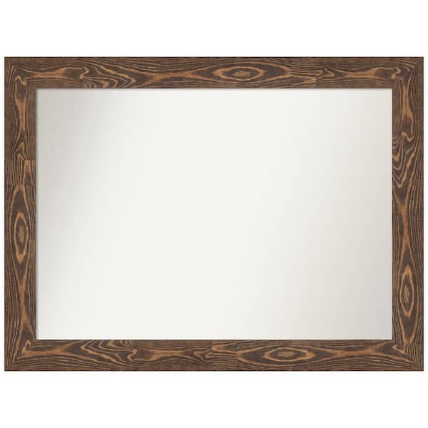 Amanti Art Bridge Brown 44 in. x 33 in. Non-Beveled Farmhouse Rectangle Wood Framed Wall Mirror in Brown