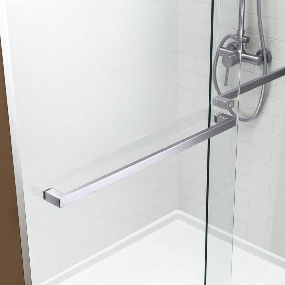 60" Chrome Frameless Sliding Shower Door with Clear Glass