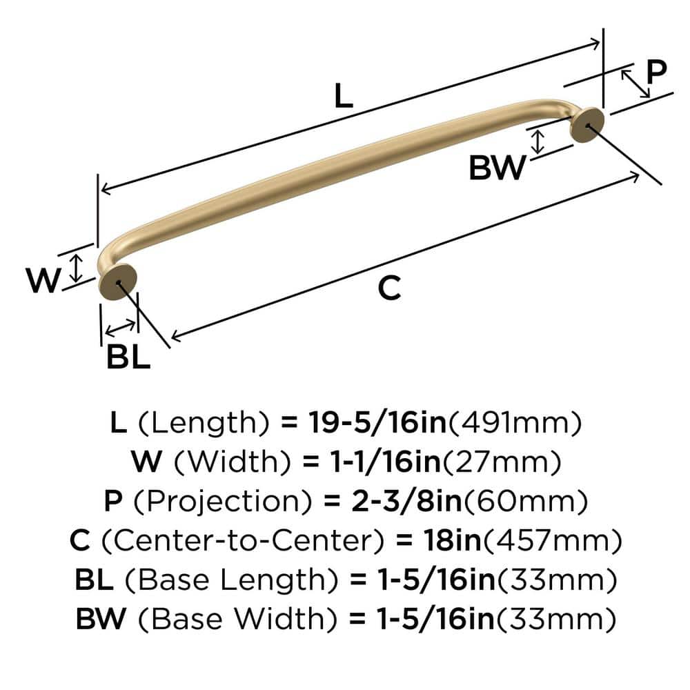 Champagne Bronze 19.31" Polished Appliance Pull with Mounting Hardware