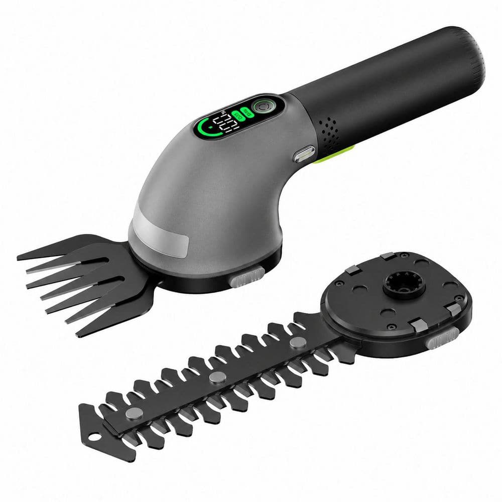 3.5 in Gray Cordless Grass Shears and Hedge Trimmer with Dual-Mode Cutting for Yard Care