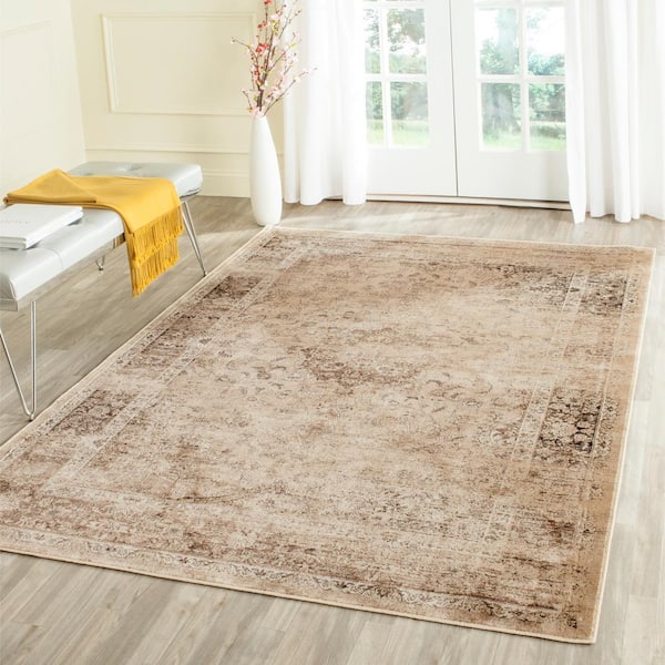 Vintage Warm Beige 9 ft. x 12 ft. Border Area Rug