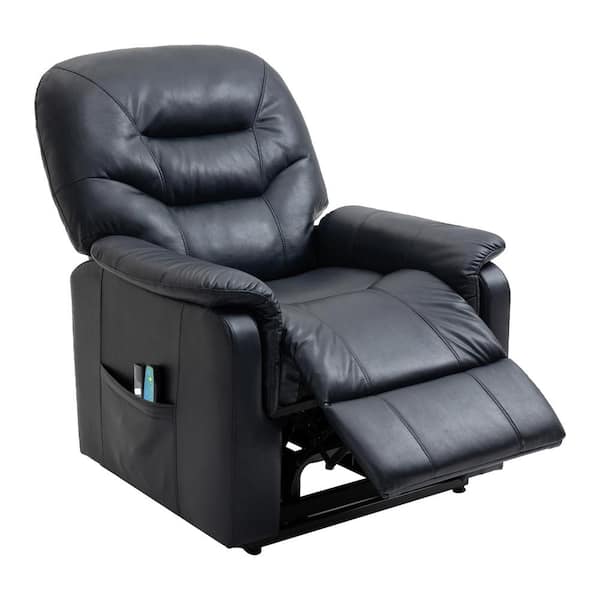 LUCKY ONE Blue Soft Faux Leather Power Lift Recliner Chair