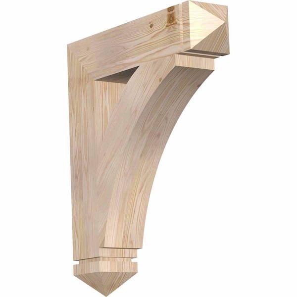 Ekena Millwork 5.5 in. x 32 in. x 28 in. Douglas Fir Thorton Arts and Crafts Smooth Bracket