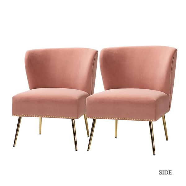 JAYDEN CREATION Basilio Pink Accent Side Chair with Nailhead Trim (Set of 2)