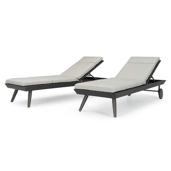 RST BRANDS Portofino Casual Espresso 2-Piece Aluminum Outdoor Chaise Lounge with Sunbrella Spectrum Dove Cushions