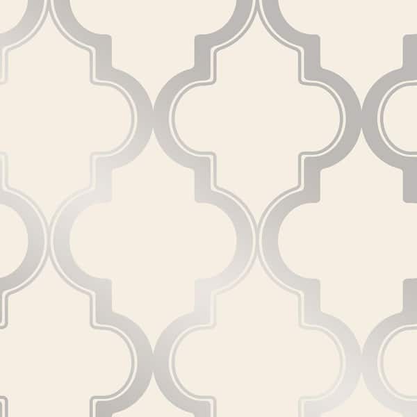 Tempaper Marrakesh Cream and Silver Peel and Stick Wallpaper Sample