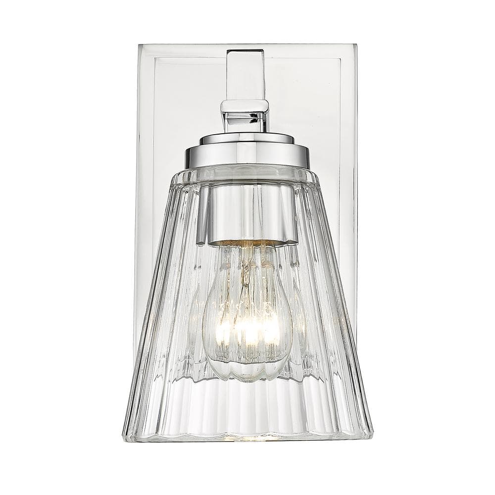 Lyna 5 in. 1 Light Chrome Wall Sconce Light with Clear Glass Shade with No 