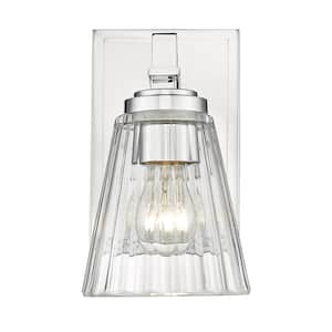 Lyna 5 in. 1 Light Chrome Wall Sconce Light with Clear Glass Shade with No Bulbs Included