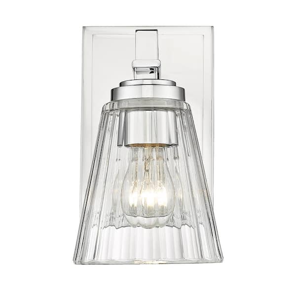 Unbranded Lyna 5 in. 1 Light Chrome Wall Sconce Light with Clear Glass Shade with No Bulbs Included