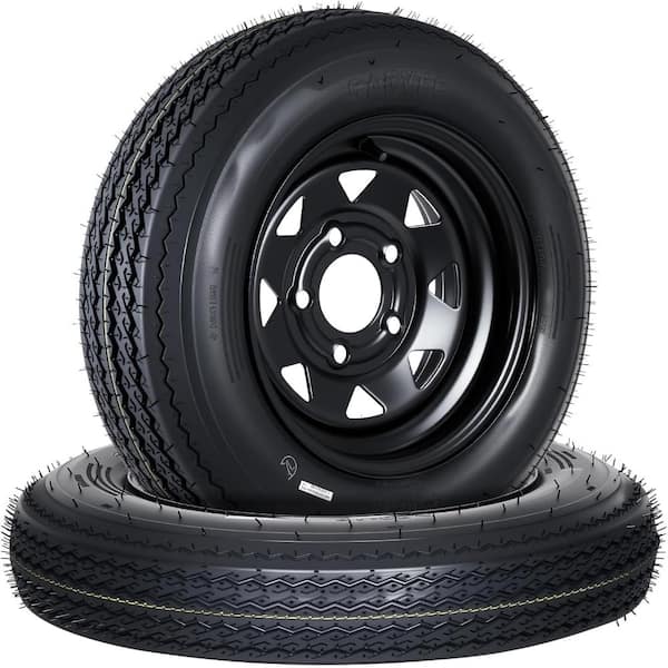 2-Pack 4.80-12 Trailer Tires and Black Wheels - 12" Rims - 5 Lug on 4.5" Bolt Design 6PR Load Range C