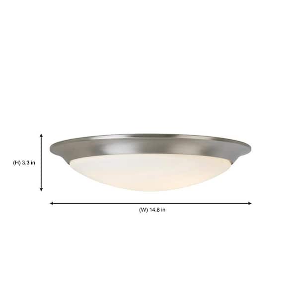 Hampton Bay 15 in. Brushed Nickel LED Ceiling Flush Mount (2-Pack)