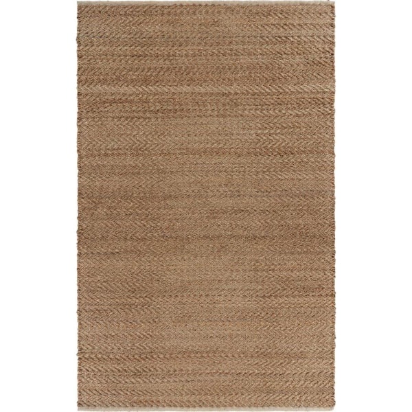 Unbranded Natural Jute Chevron Indoor Area Rug  7 ft. 9 in. x 9 ft. 9 in. Tan