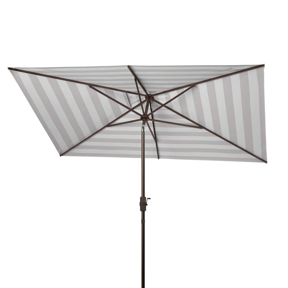 Iris 10 ft Gray and White Striped Aluminum Patio Umbrella