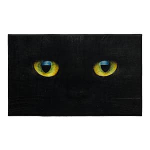 Cat Face Black 2 ft. x 3 ft. 4 in. Machine Washable Holiday Area Rug