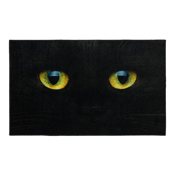Mohawk Home Cat Face Black 2 ft. 6 in. x 4 ft. 2 in. Machine Washable Holiday Area Rug