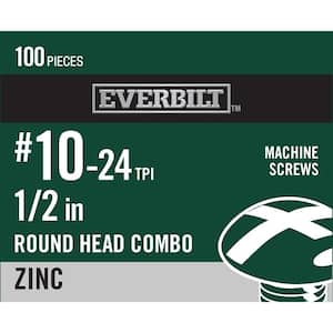 #10-24 x 1/2 in. Zinc Plated Combo Round Head Machine Screw (100-Pack)
