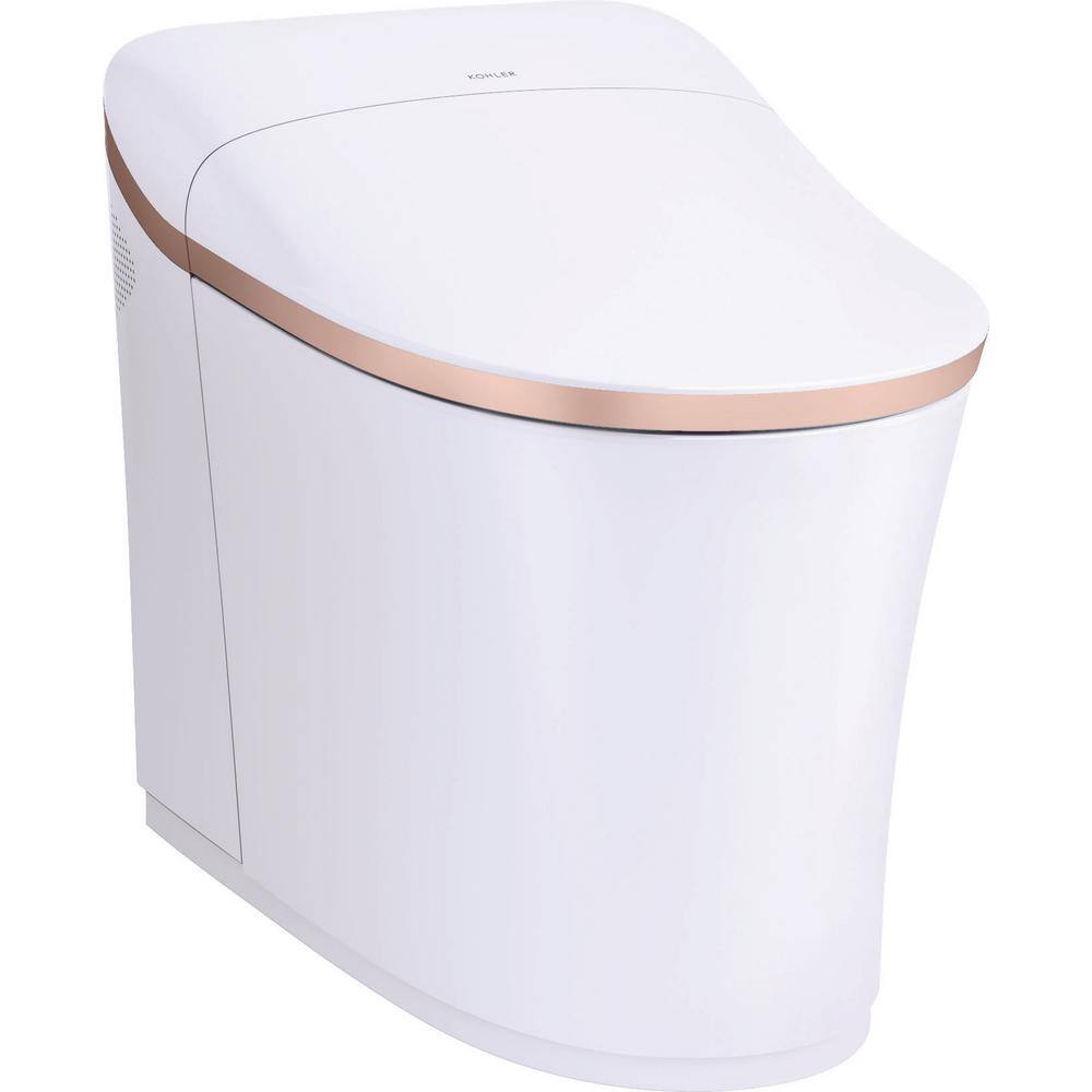 KOHLER Eir Intelligent 1piece 0.8 GPF Dual Flush Elongated Toilet in. White w/Sunrise Gold Trim
