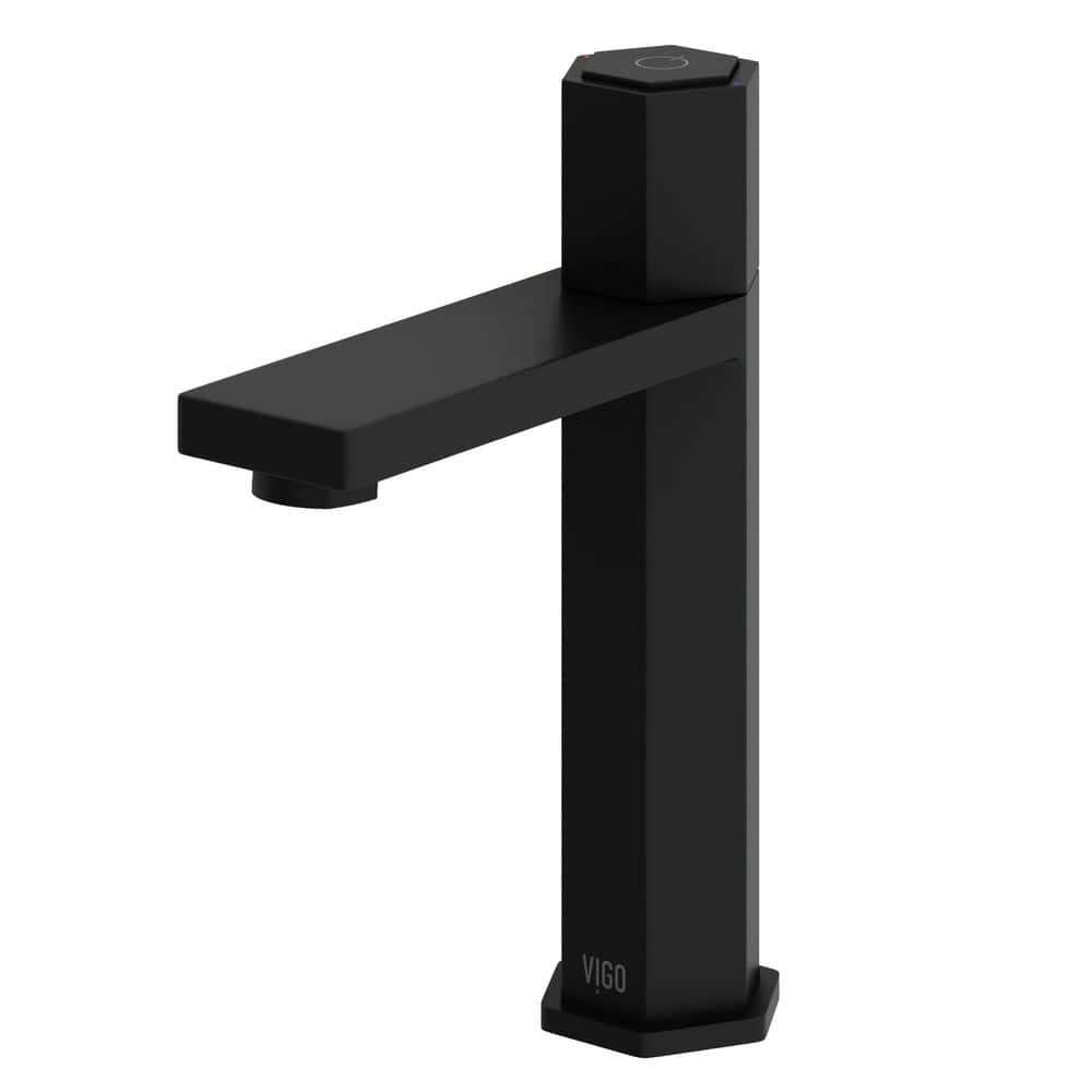 VIGO Nova Button Operated Single-Hole Bathroom Faucet in Matte
