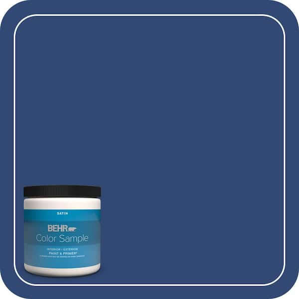 BEHR PREMIUM PLUS 8 oz. #S-H-580 Navy Blue Satin Enamel Interior/Exterior Paint & Primer Color Sample
