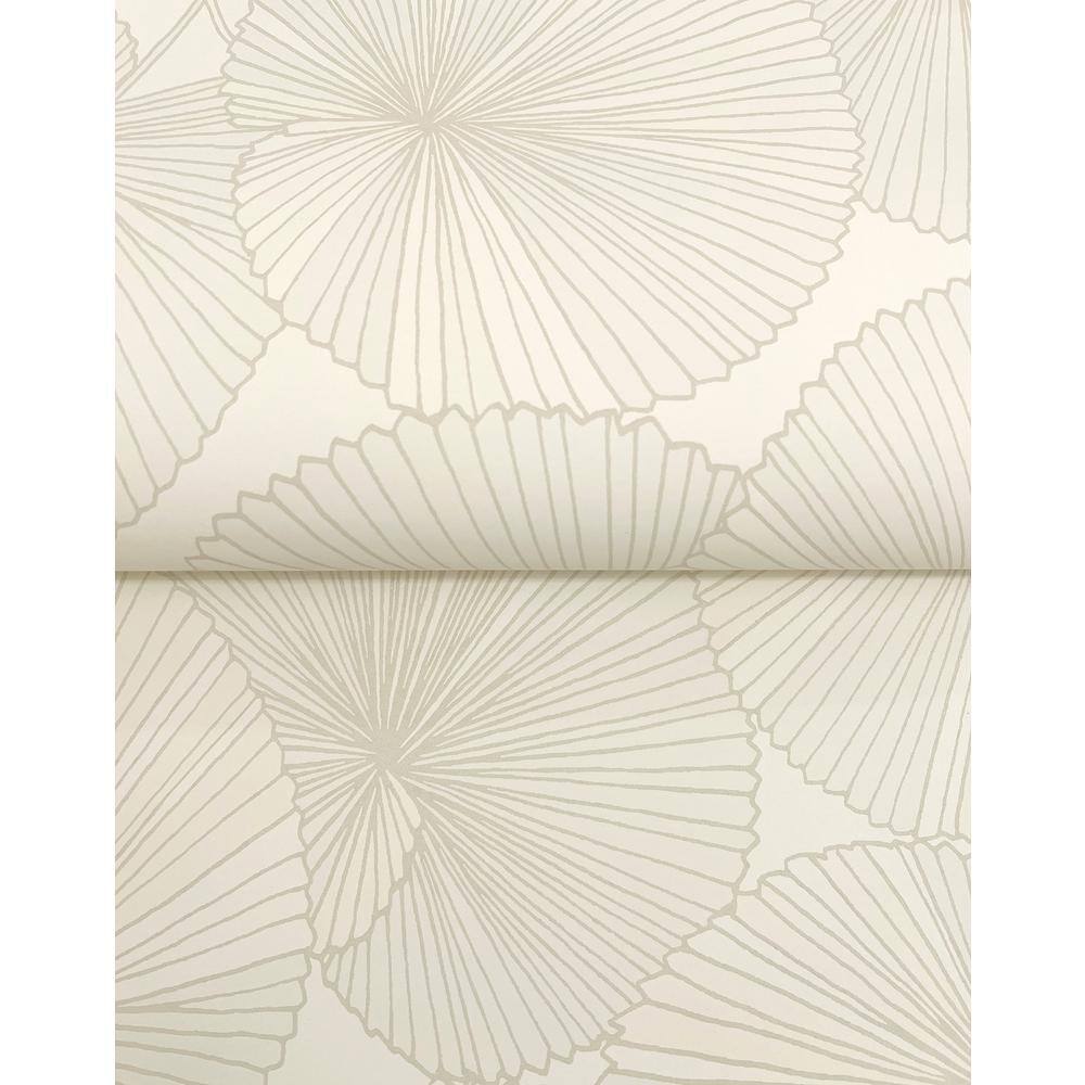 Cream and Taupe Lily Pads Non-pasted Washable Wallpaper