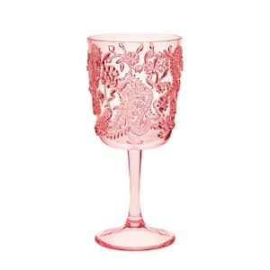 Set of 4 13 oz. Pink Premium Quality Unbreakable Stemmed Acrylic Wine Glasses
