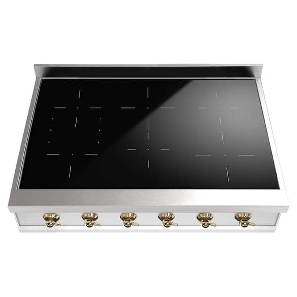 Nostalgie II 36 in. Induction Ceramic Rangetop with 6-Elements in Stainles Steel