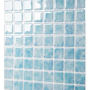 Vetro Aqua 10 in. W x 10 in. H Peel and Stick Decorative Mosaic Wall Tile Backsplash (10-Tiles)