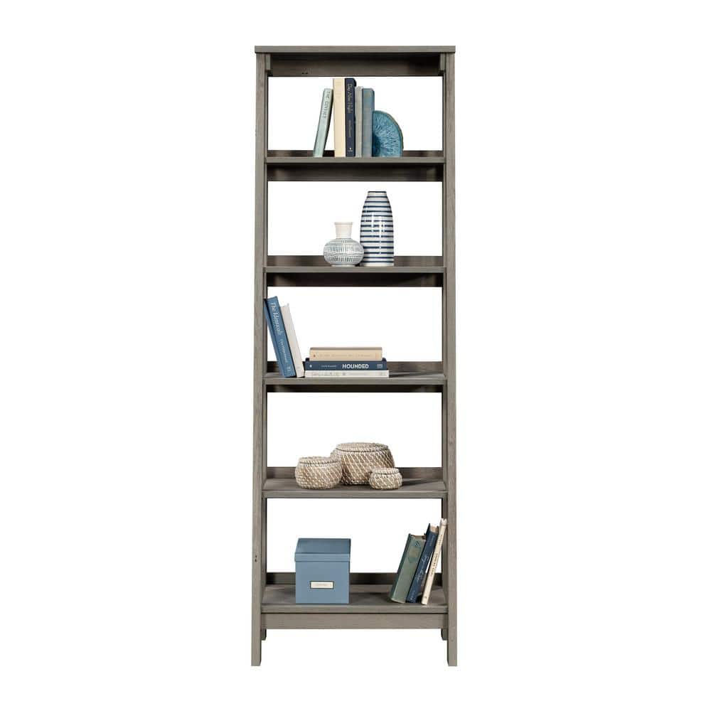 Mystic Oak Adjustable 5-Shelf Bookcase with Cubes