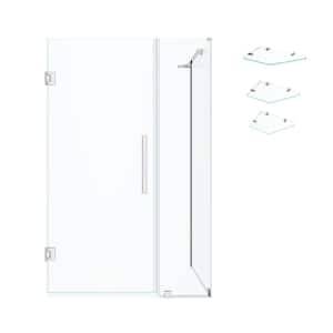 Tampa-Pro 35 13/16 in. W x 72 in. H Rectangular Pivot Frameless Corner Shower Enclosure in Chrome with Shelves