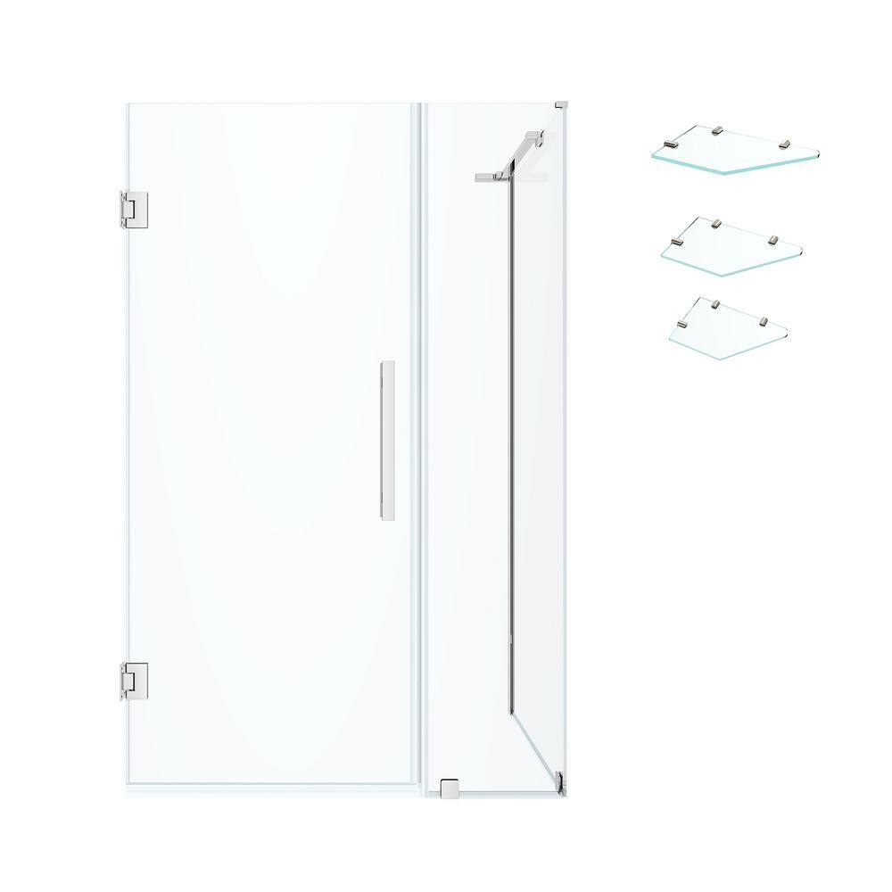 Tampa-Pro 37" Frameless Chrome Corner Shower Kit with Glass Shelves