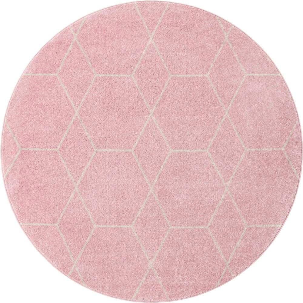 Trellis Frieze Geometric Light Pink 6 ft. x 6 ft. Area Rug price history on PriceWatchPro
