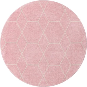 Trellis Frieze Geometric Light Pink 6 ft. x 6 ft. Area Rug