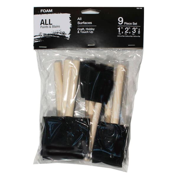Unbranded 1 in., 2 in. and 3 in. Chiseled Foam Paint Brush Set (9-Pack)