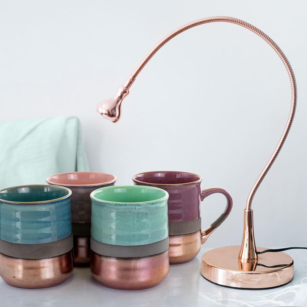 Copper and Multicolor Stoneware 18 Ounce Mug Set, 4-Piece