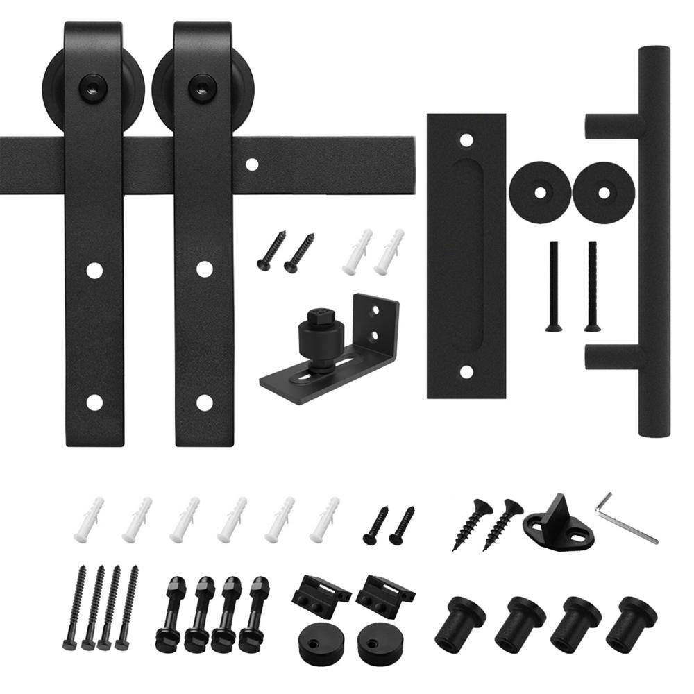5 ft./60 in. J-Shaped Sliding Single Barn Door Hardware Kit with Round Handle price history on PriceWatchPro
