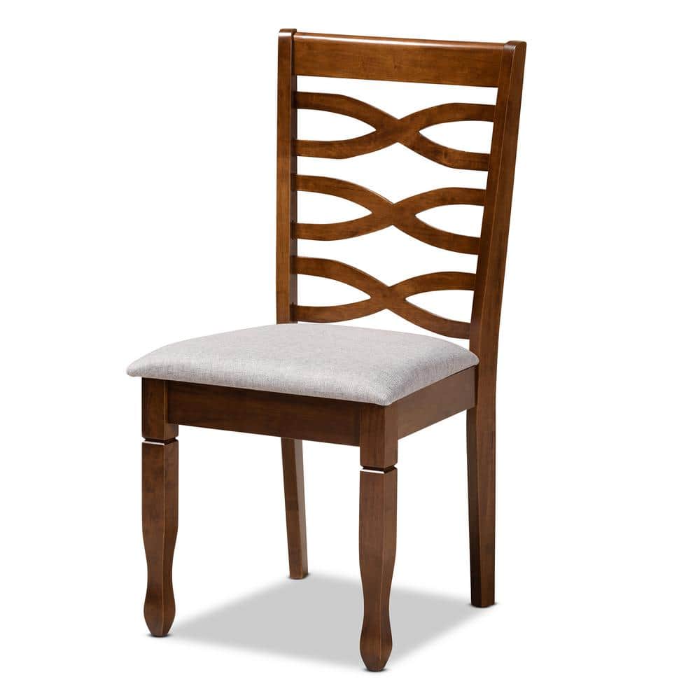 Lanier 6-Piece Gray Fabric and Walnut Wood Dining Set