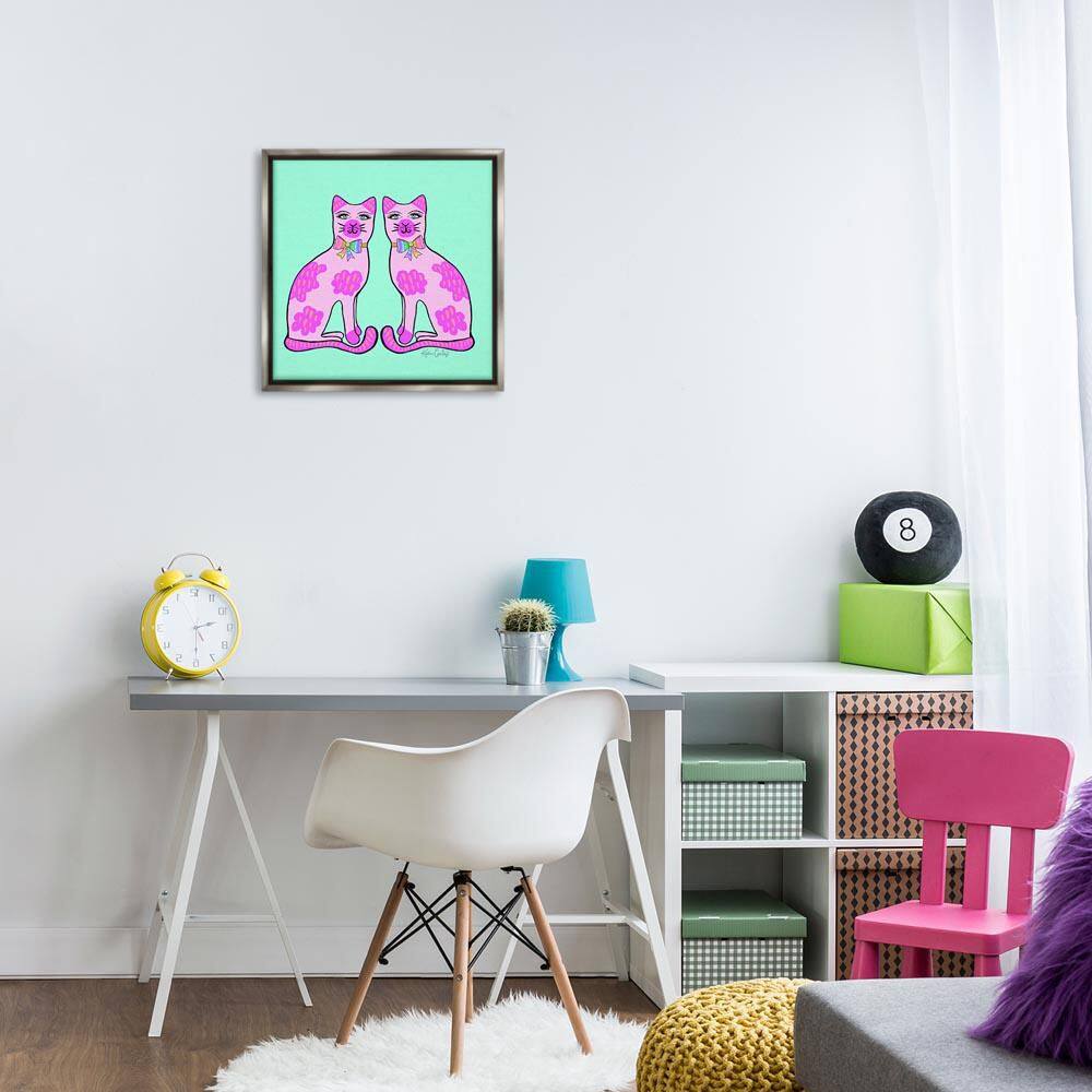 Mirrored Purple Cats by Katie Conley Gray Floater Frame Animal Graphic Art Print 18 in. x 18 in. price history on PriceWatchPro
