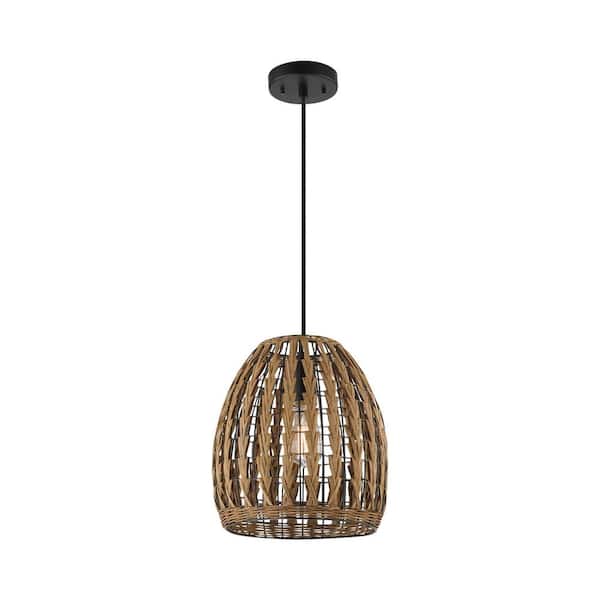 Globe Electric Marlow 1-Light Pendant Light with Natural Twine Color ...