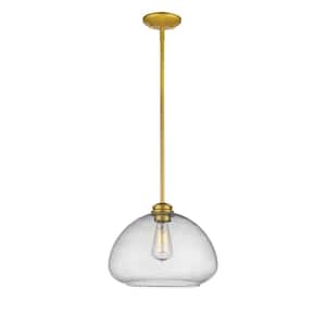 Amonte 1-Light Satin Gold Pendant with Clear Seedy Glass Shade