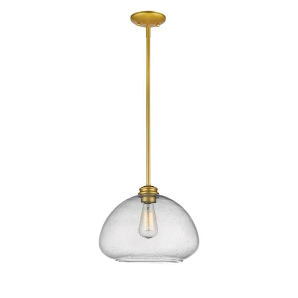 Filament Design Amonte 1-Light Satin Gold Pendant with Clear Seedy Glass Shade