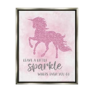 Leave Little Sparkle Phrase Shimmer Unicorn by Natalie Carpentieri Floater Frame Fantasy Wall Art Print 25 in. x 31 in.