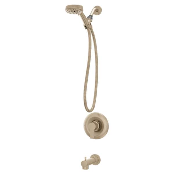 MOEN Meena Single Handle 4-Spray 4 in. Tub and Shower Faucet 1.75 GPM in. Bronzed Gold (Valve Included)