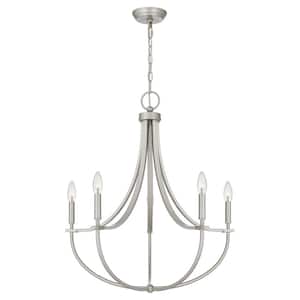 Brushed Nickel Finish with Ice Glass Westinghouse Lighting 6308000 Ramsgate Five-Light Indoor Chandelier 