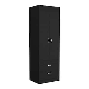 23.3 in. W x 18.9 in. D x 70.4 in. H Black Freestanding Taranto Linen Cabinet with 2-Drawers and 2- Doors