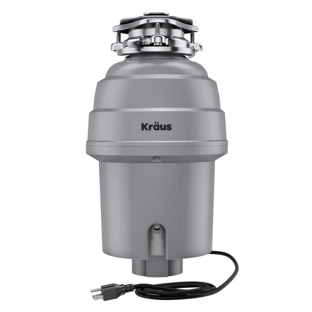 KRAUS Waste Guard High-Speed 1 HP Continuous Feed 3-Bolt Garbage Disposal with Power Cord and Flange Included