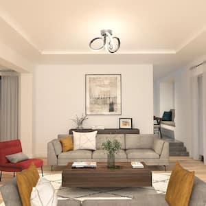 Swirl 13 in. 1-Light Modern Chrome Integrated LED Flush Mount Ceiling Light Fixture for Kitchen or Bedroom