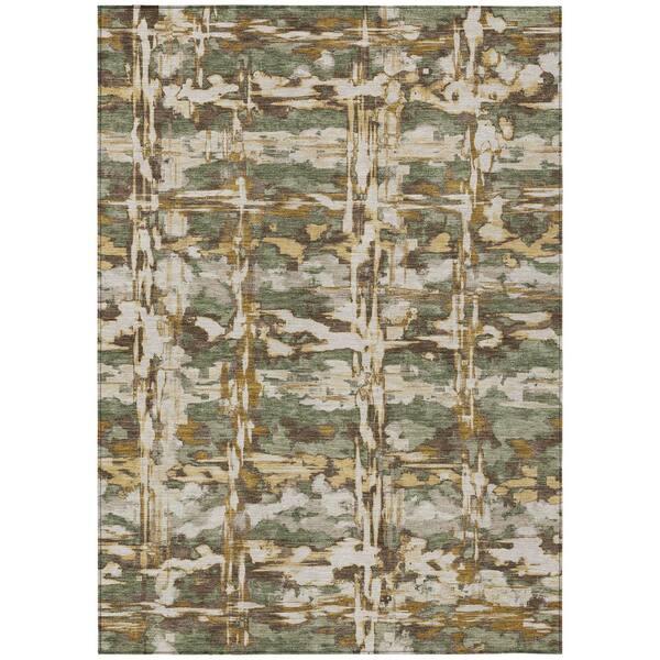 Chantille Machine Washable Indoor/Outdoor Abstract ACN2928 Olive 10 ft. x 14 ft. Area Rug