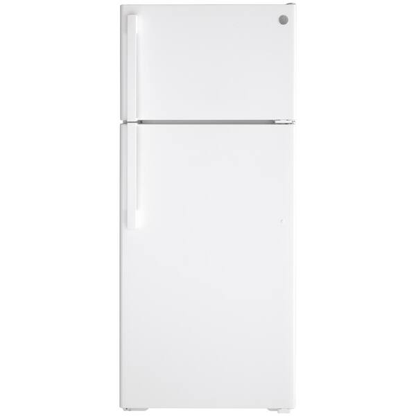 Ge 17 5 Cu Ft Top Freezer Refrigerator In White Energy Star Gte18dtnrww The Home Depot