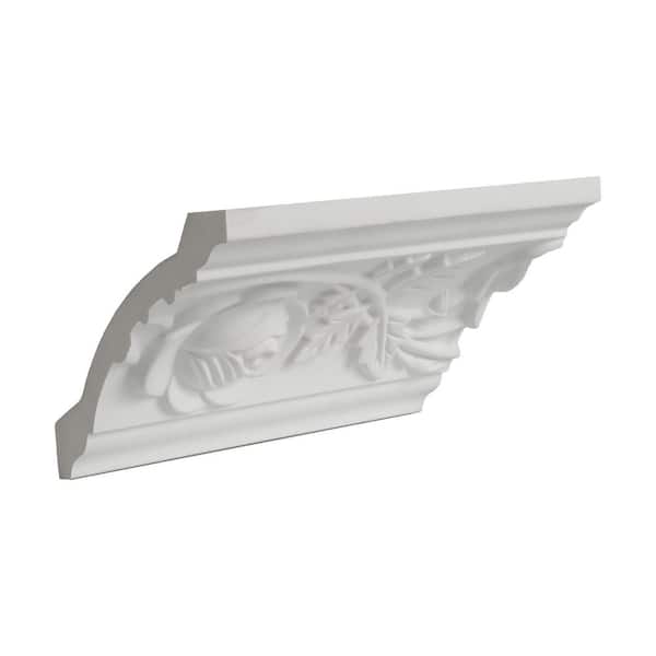 3-7/8 in. x 3-3/8 in. x 6 in. Long Polyurethane Floral Crown Moulding Sample
